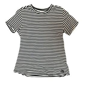 North Face women’s black white striped Lyocell crew neck pullover t shirt small